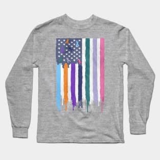 Fight for the Cancer Cure Ribbon Shirt Distressed Flag Support Gift Long Sleeve T-Shirt